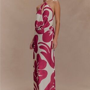 Meshki Red Floral Maxi Skirt Set